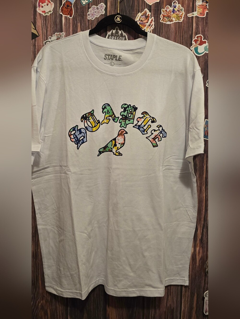 Staple White Tee with Multicolor Pigeon & Arch Logo